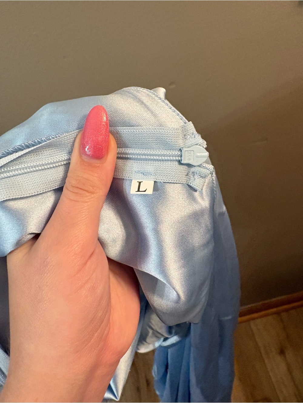 Baby blue satin one shoulder dress - Picture 5 of 5